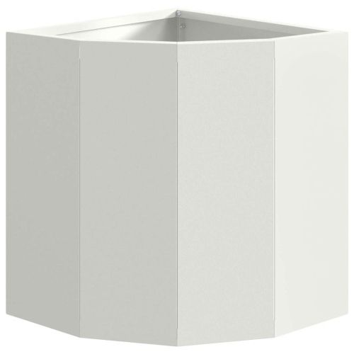 Ъглов сандък за цветя Бяло 30 x 30 x 35 см Стомана