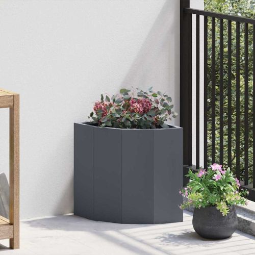 Ъглов сандък за цветя Антрацит 30 x 30 x 35 см Стомана