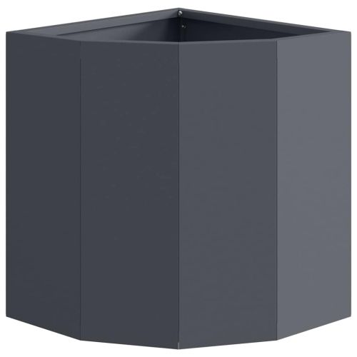 Ъглов сандък за цветя Антрацит 30 x 30 x 35 см Стомана