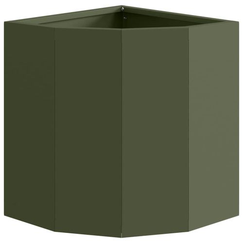 Ъглов сандък за цветя Маслиненозелен 30 x 30 x 35 см Стомана