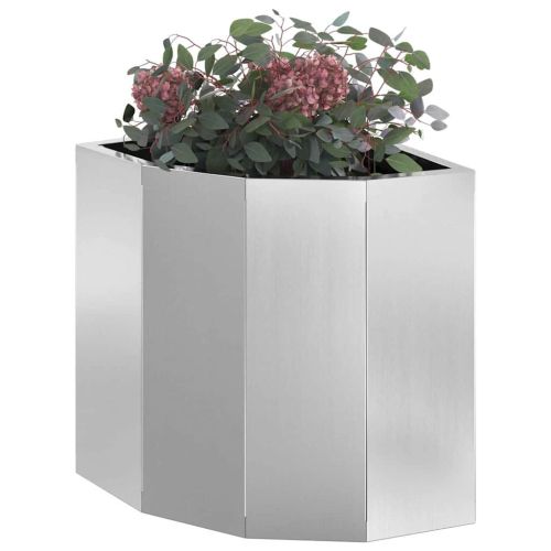 Ъглов сандък за цветя Сребрист 30 x 30 x 35 см