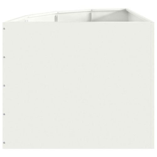 Ъглов сандък за цветя Бяло 60 x 60 x 50 см Стомана