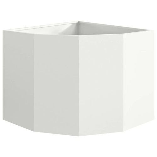Ъглов сандък за цветя Бяло 60 x 60 x 50 см Стомана