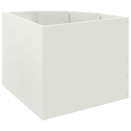 Ъглов сандък за цветя Бяло 60 x 60 x 50 см Стомана