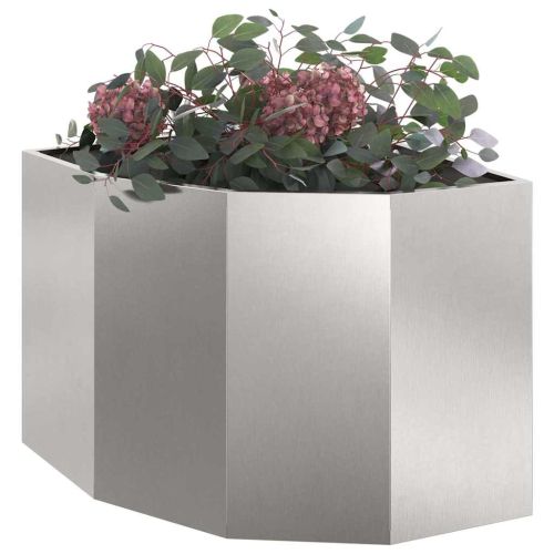 Ъглов сандък за цветя Сребрист 60 x 60 x 50 см