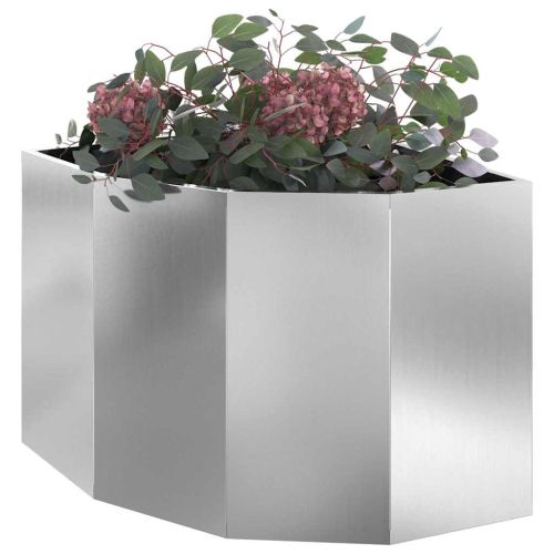 Ъглов сандък за цветя Сребрист 60 x 60 x 50 см