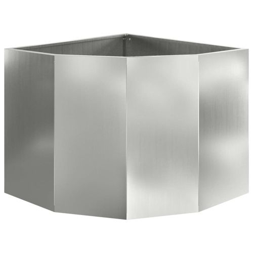 Ъглов сандък за цветя Сребрист 60 x 60 x 50 см