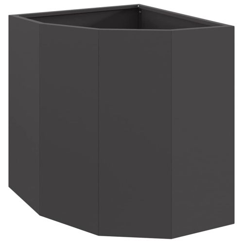 Ъглов сандък за цветя Черно 45 x 45 x 50 см Стомана