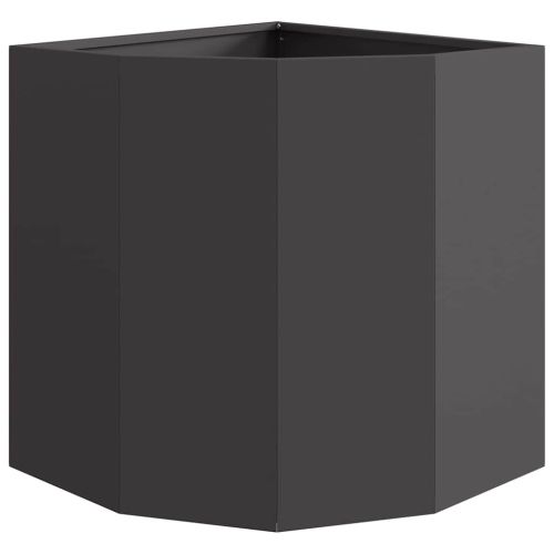 Ъглов сандък за цветя Черно 45 x 45 x 50 см Стомана