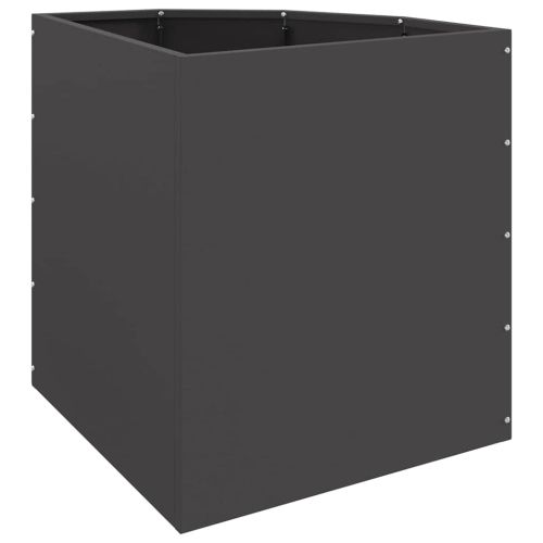 Ъглов сандък за цветя Черно 45 x 45 x 50 см Стомана