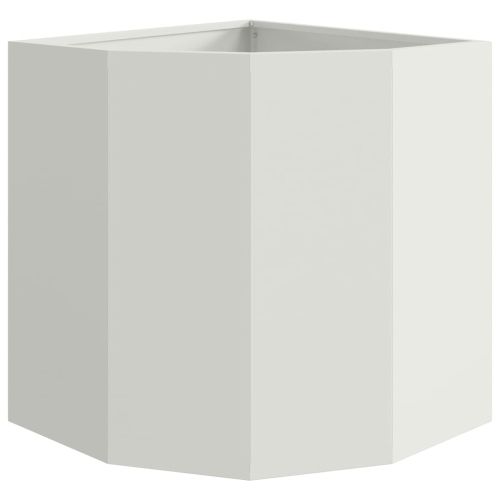 Ъглов сандък за цветя Бяло 45 x 45 x 50 см Стомана