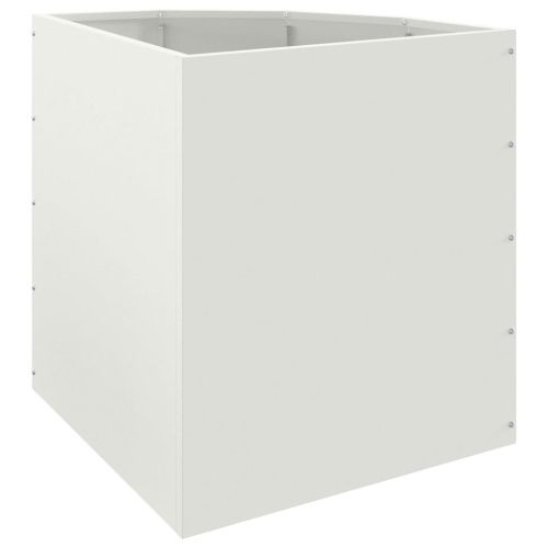 Ъглов сандък за цветя Бяло 45 x 45 x 50 см Стомана