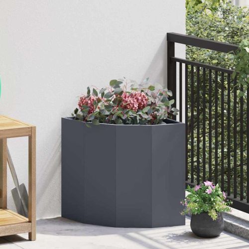 Ъглов сандък за цветя Антрацит 45 x 45 x 50 см Стомана