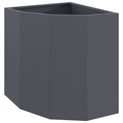 Ъглов сандък за цветя Антрацит 45 x 45 x 50 см Стомана