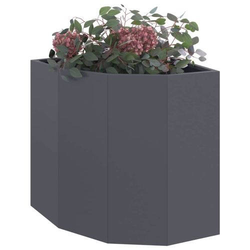 Ъглов сандък за цветя Антрацит 45 x 45 x 50 см Стомана