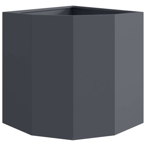 Ъглов сандък за цветя Антрацит 45 x 45 x 50 см Стомана