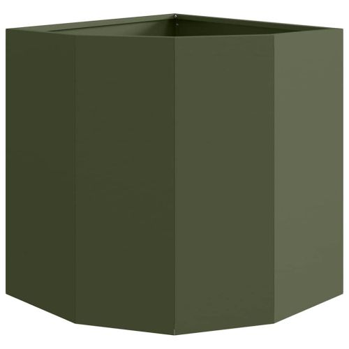 Ъглов сандък за цветя Маслиненозелен 45 x 45 x 50 см Стомана