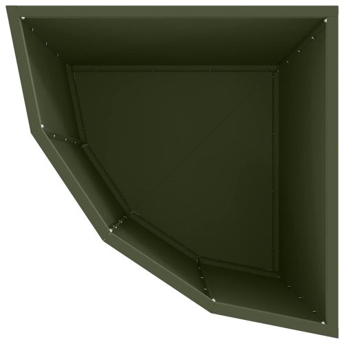 Ъглов сандък за цветя Маслиненозелен 45 x 45 x 50 см Стомана