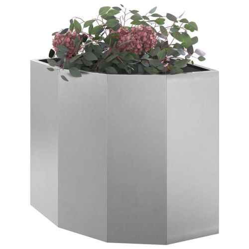 Ъглов сандък за цветя Сребрист 45 x 45 x 50 см