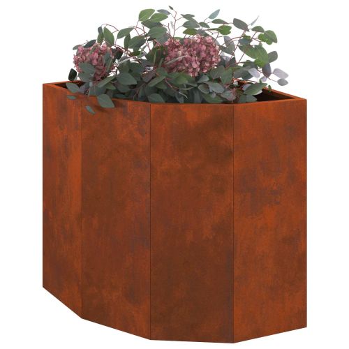 Ъглов сандък за цветя Ръждясало 45 x 45 x 50 см