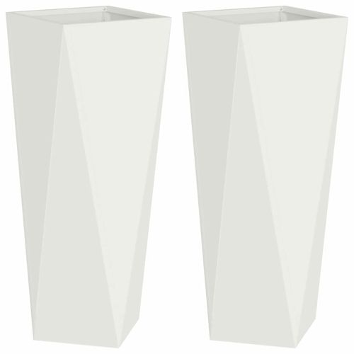 Кашпа 2 pcs Бяло 30 x 30 x 75 см Стомана