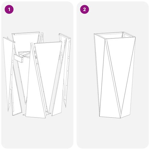 Кашпа 2 pcs Бяло 30 x 30 x 75 см Стомана