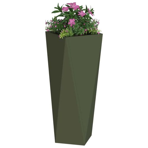 Кашпа 2 pcs Маслинено зелено 30 x 30 x 75 см Стомана