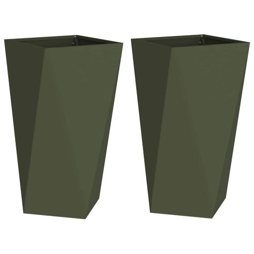 Кашпа 2 pcs Маслинено зелено 40 x 40 x 75 cm Стомана