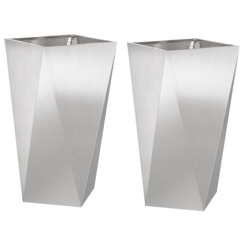 Кашпа 2 pcs Сребрист 40 x 40 x 75 cm Неръждаема стомана