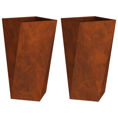 Кашпа 2 pcs Ръждясало 40 x 40 x 75 cm Патинираща стомана