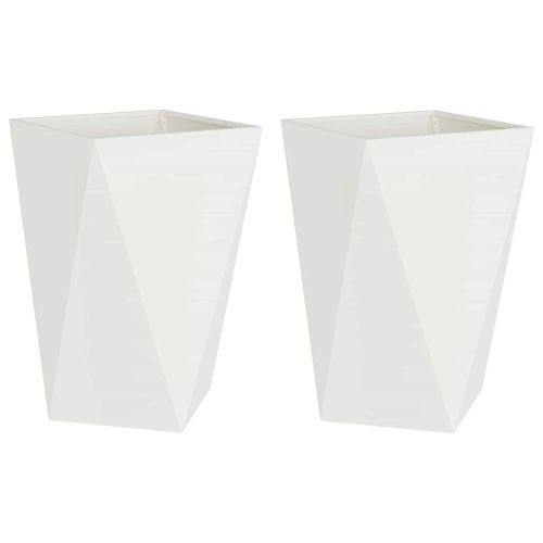 Кашпа 2 pcs Бяло 50 x 50 x 75 cm Стомана