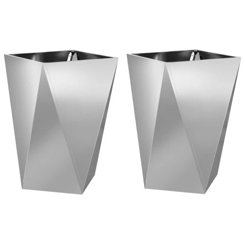 Кашпа 2 pcs Сребрист 50 x 50 x 75 cm Галванизирана стомана