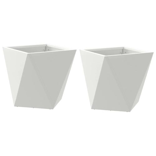 Кашпа 2 pcs Бяло 30 x 30 x 30 cm Стомана