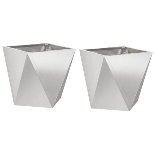 Кашпа 2 pcs Сребрист 30 x 30 x 30 cm Неръждаема стомана