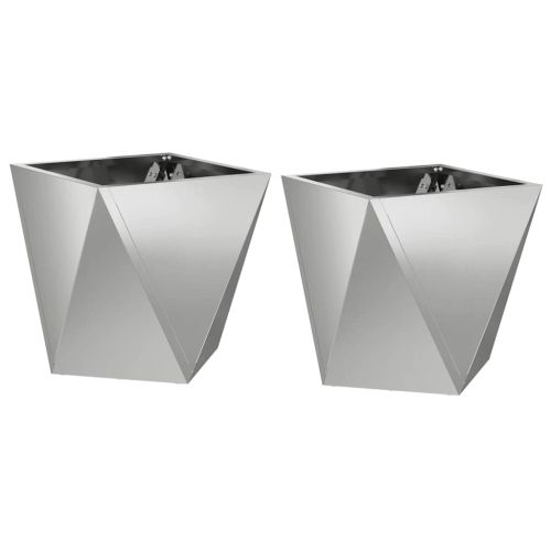 Кашпа 2 pcs Сребрист 30 x 30 x 30 cm Галванизирана стомана