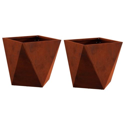 Кашпа 2 pcs Ръждясало 30 x 30 x 30 cm Патинираща стомана