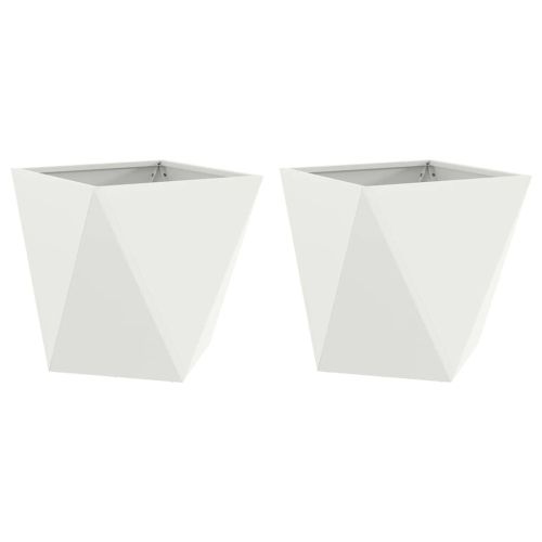 Кашпа 2 pcs Бяло 40 x 40 x 40 cm Стомана