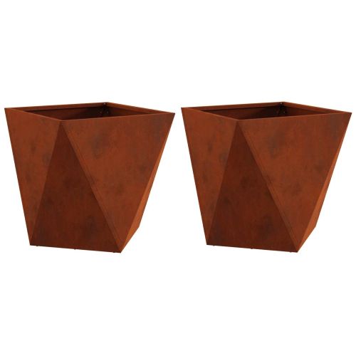 Кашпа 2 pcs Ръждясало 40 x 40 x 40 cm Патинираща стомана
