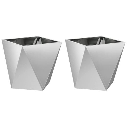 Кашпа 2 pcs Сребрист 50 x 50 x 50 cm Галванизирана стомана