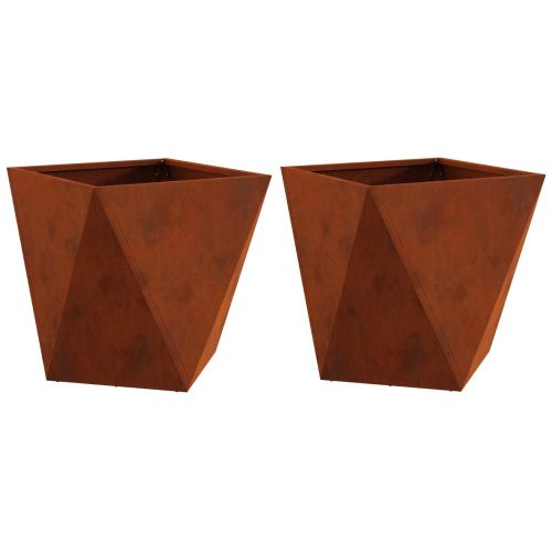 Кашпа 2 pcs Ръждясало 50 x 50 x 50 cm Патинираща стомана