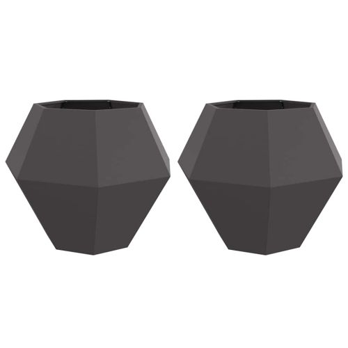 Кашпа 2 pcs Черно 100 x 100 x 80 см Стомана