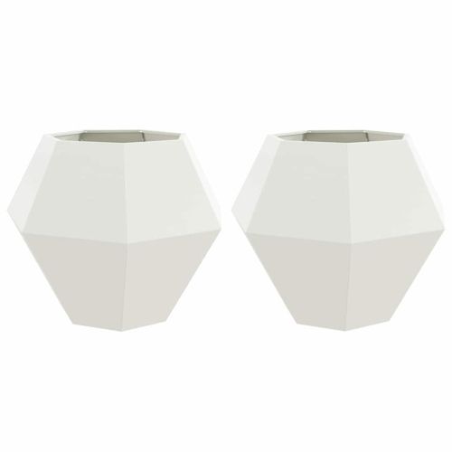Кашпа 2 pcs Бяло 100 x 100 x 80 см Стомана