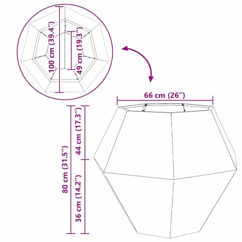 Кашпа 2 pcs Антрацит 100 x 100 x 80 см Стомана