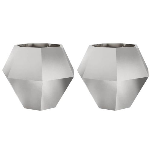 Кашпа 2 pcs Сребрист 100 x 100 x 80 см Неръждаема стомана