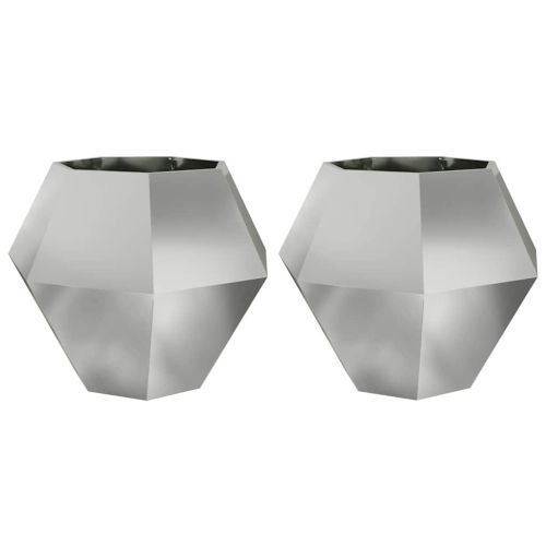 Кашпа 2 pcs Сребрист 100 x 100 x 80 см Галванизирана стомана