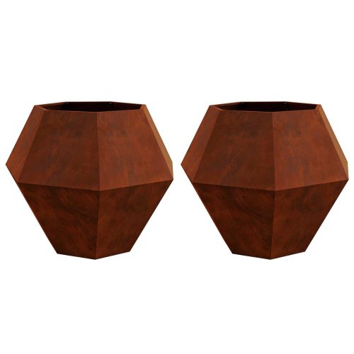 Кашпа 2 pcs Ръждясало 100 x 100 x 80 см Патинираща стомана
