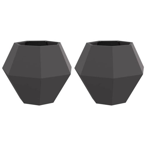 Кашпа 2 pcs Черно 75 x 75 x 60 см Стомана
