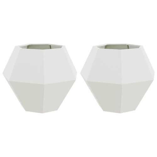 Кашпа 2 pcs Бяло 75 x 75 x 60 см Стомана
