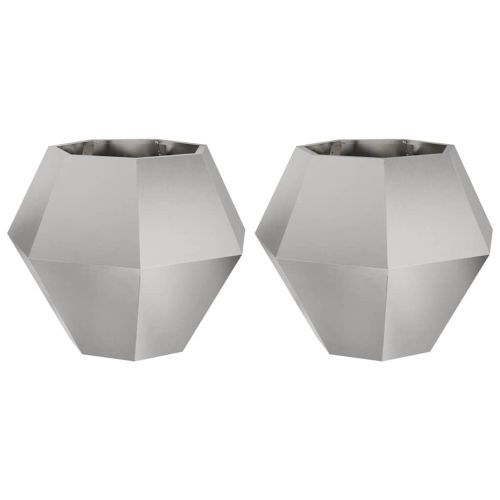 Кашпа 2 pcs Сребрист 75 x 75 x 60 см Неръждаема стомана