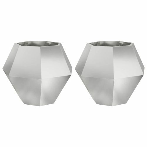 Кашпа 2 pcs Сребрист 75 x 75 x 60 см Галванизирана стомана